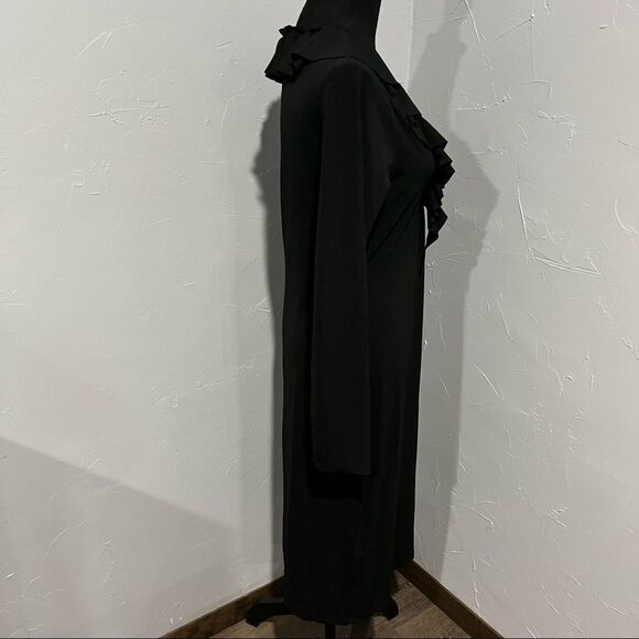 𝅺VINTAGE Ralph Lauren Women’s  Ruffled Long Sleeves Wear to Work Dress Black M   - Picture 5 of 5